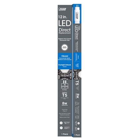 Feit Electric Feit T5 Daylight Deluxe 12 in. Bi-Pin Linear LED Linear Lamp 8 Watt Equivalence 1 pk T512/865/LED